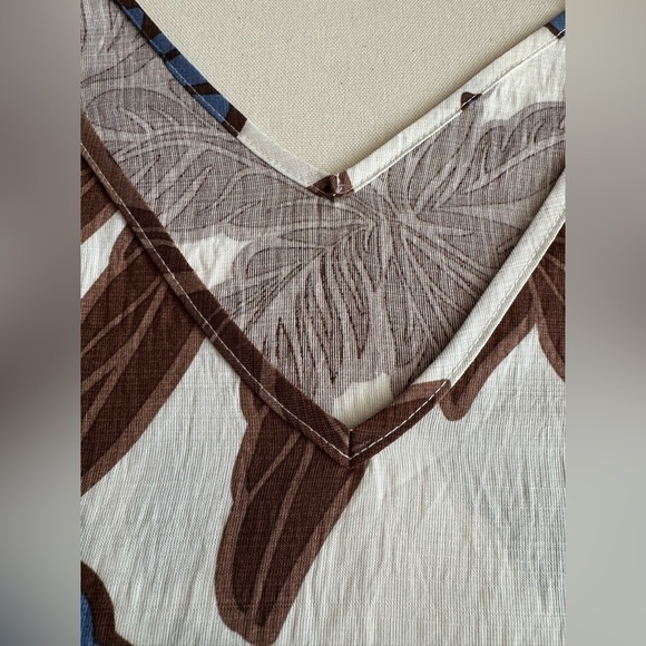 Bohemian Tropical Print Loose Fit V-Neck A-Line Spaghetti Straps Cami Dress - Picture 8 of 9